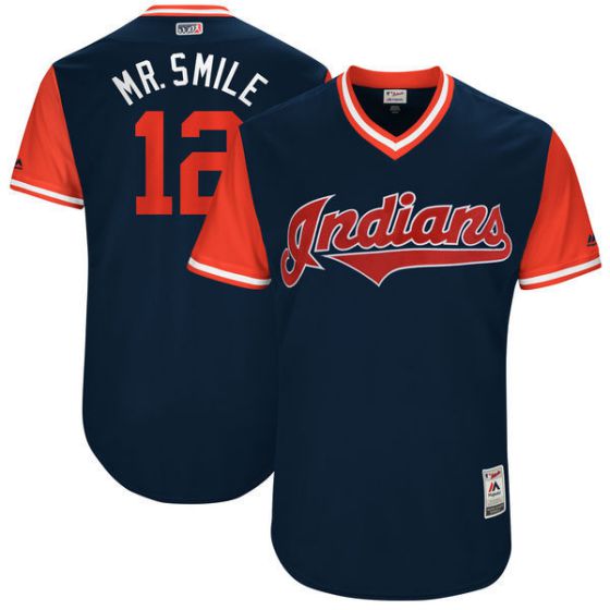 Men Cleveland Indians #12 Mr.smile Blue New Rush Limited MLB Jerseys->cleveland indians->MLB Jersey